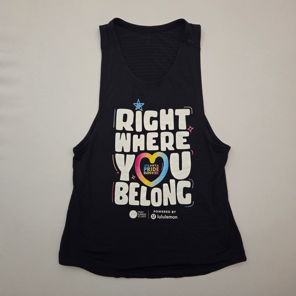 Lululemon Atlanta Pride Run 5K 2024 Mens Tank Top Black Graphic Running Medium
